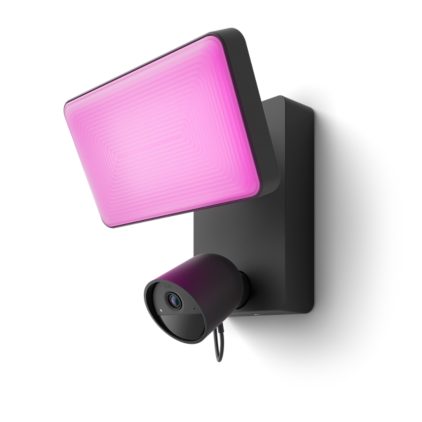 Gros plan de l’avant de Projecteur Hue Secure avec caméra de Philips